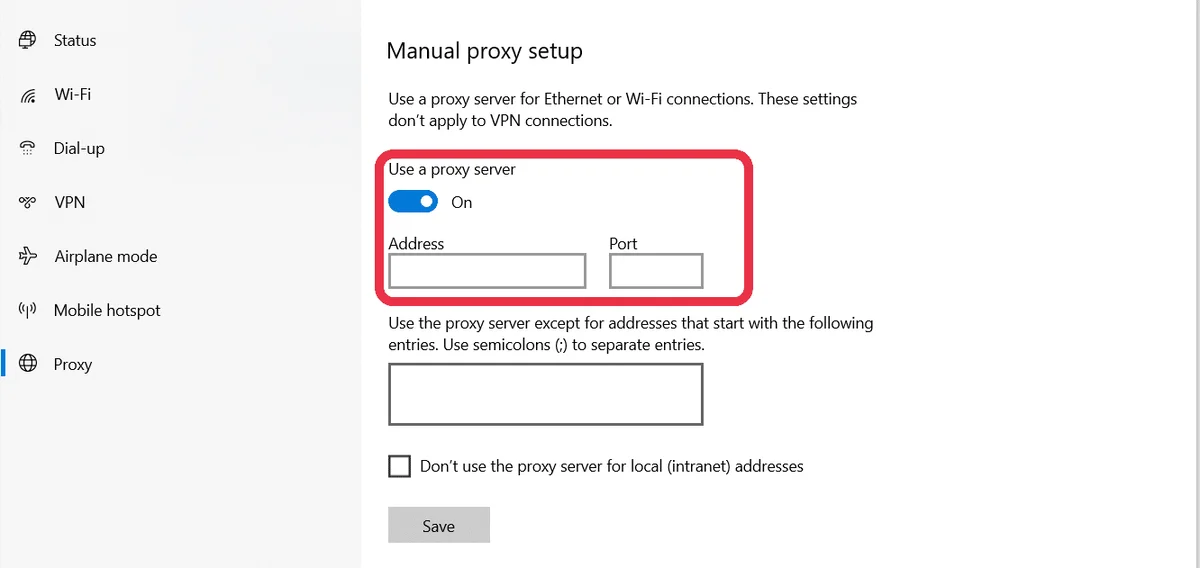 Manual Proxy Setup | CyberCrew